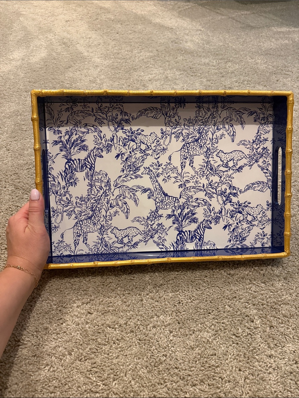 Lilly Pulitzer Blue and Gold Safari Tray